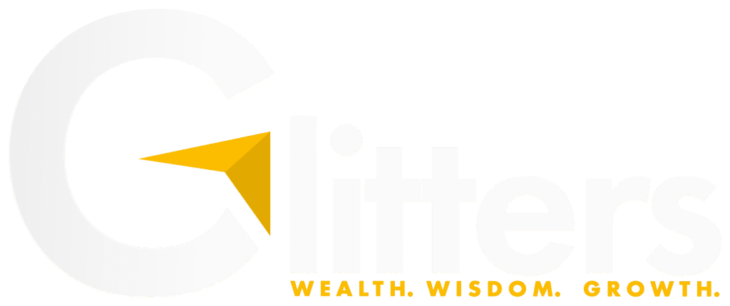 Glitters white - dark background logo